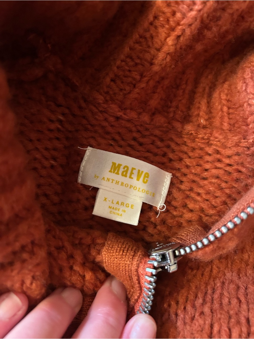 Anthropologie Maeve Rust-Orange Zip Cardigan - Picture 3 of 7